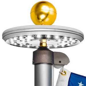 lot 84475 image: Deluxe Flag Pole Light Solar Powered - 1300 Lumen Solar Light for Flagpole - Light Up American Flag Outdoor with Solar Flag Pole Light from Dusk to Dawn for 12 Hours - 100% Coverage Silver Flag Light