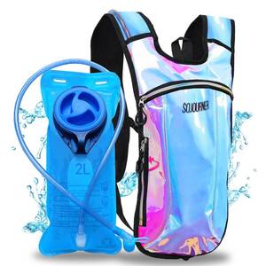 lot 84489 image: SOJOURNER Hydration Pack Backpack - 2L Water Bladder Included for Festivals, Raves, Hiking, Biking, Climbing, Running and More (Iridescent - Blue)