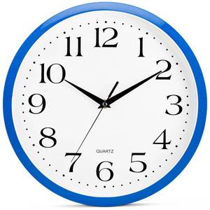 lot 84491 image: Bernhard Products Blue Wall Clock Silent Non-Ticking 12 Inch Quality Quartz Battery Operated Round Easy to Read HomeKitchenOfficeBaby NurseryBoys BedroomSchool ClassroomChildren Playroom Clocks