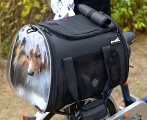 lot 84500 image: Pecute Dog Basket for Bike, Dog Bike Basket for Small Dog Cat Puppies, Pet Basket for Bike Riding, Multiple Storage Pockets Removable Sun Shield, Pet Carrier with Shoulder Strap