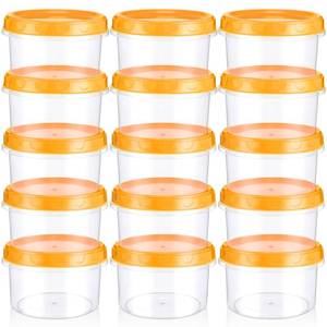lot 84501 image: 72 Pack 8 oz Twist Top Food Storage Containers with Screw Lids Reusable Freezer Containers Plastic Airtight Deli Food Jars for Food Microwave Dishwasher Leak Proof (Yellow)