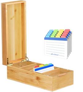lot 84519 image: Neando Business Card Holder, Bamboo Business Card Organizer, Business Card Storage Box, 5 Compartments for 600 Cards, Wood Desk Organizers, 4.5��W x 10.4��D x 3��H