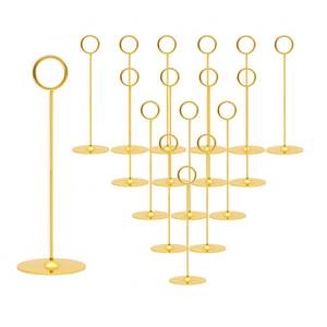 lot 84528 image: Urban Deco 16 Pieces Table Card Holder 8 inches Table Number Holders Place Steel Card Holders for Photos, Food Signs, Memo Notes, Weddings, Restaurants, Birthdays (Gold)