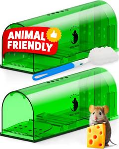 lot 84534 image: Motel Mouse Humane No Kill Live Catch and Release Mouse Traps, Reusable with Cleaning Brush - 2 Pack