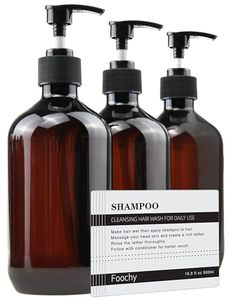 lot 84542 image: Empty Plastic Bottles with Pump Dispenser and 6pcs Labels Included, Refillable Travel Containers for Hand sanitizer Shampoo Lotion, etc - No BPAParaben, 500ml16.9oz (3 Pack)