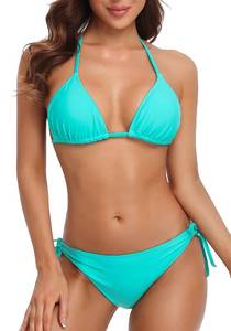 lot 84548 image: CharmLeaks Women Halter Bikini String 2 Piece Swimwear Triangle Bathing Suit M
