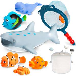 lot 84553 image: No Hole Mold Free Bath Toys for Toddlers 1-3, Water Toys for 6-12 Months Infants with Storage Bag, Baby Shark Toys for Pool, Bathtub, Beach, Shower, Tub, Kids Boys Girls Gifts