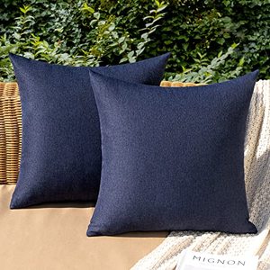 lot 84558 image: MIULEE Pack of 2 Decorative Outdoor Solid Waterproof Throw Pillow Covers Polyester Linen Garden Farmhouse Cushion Cases for Patio Tent Balcony Couch Sofa 18x18 inch Navy