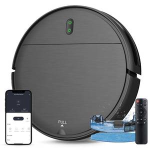 lot 84577 image: Robot Vacuum and Mop Combo, 2 in 1 Mopping Robot Vacuum Cleaner with Schedule, Wi-FiVoiceApp, Strong Suction, Ease of Use, Self-Charging Robotic Vacuum, Slim, Ideal for Hard Floor, Pet Hair, Carpet - Retail $163