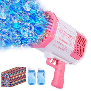 lot 84579 image: Bubble Machine Gun, 69 Holes Bubble Gun with Lights, Pink Outdoor Summer Beach Kids Bubbles Toys Birthday Wedding Party Fun Gifts for Girls Boys