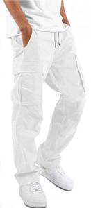 lot 84589 image: ALLABREVE Mens Casual Joggers Pants Hiking Drawstring Chino Cargo Pants Lightweight Outdoor Twill Track Jogging Sweatpants Cotton Loose Straight Leg Pants (White 32)