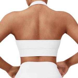 lot 84594 image: SUUKSESS Women Seamless Halter Sports Bra Open Back Padded Workout Crop Tank Tops (Snow White, S)