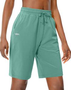 lot 84601 image: Viodia Womens Bermuda 10 Long Shorts with Pockets Cotton Sweat Lounge Shorts for Women Jersey Athletic Knee Length Shorts for Summer Green