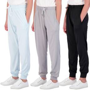 lot 84612 image: 3 Pack Girls Dry Fit Soft Sweatpants Girls Joggers Teen PJ Pants Athletic Warmup Basic Casual Sweatpants Sports Kids Clothing Clothes Youth Children Sweats Pant Running Leggings -Set 3, S (8)
