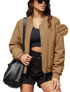 lot 84616 image: MAGCOMSEN Womens Casual Bomber Jacket Winter Warm Zip Up Long Sleeve Puffer Jacket Water-Resistant with Pockets Brown XL