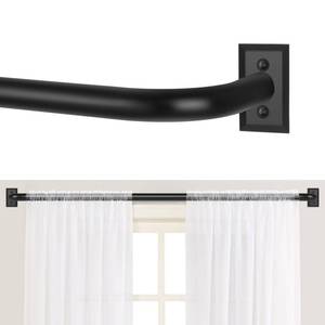 lot 84625 image: Black Wrap Around Curtain Rods,Black for windows 28 to 48 inch(2.3-4Ft),Adjustable, 1�Diameter Room Darkening Blackout Drapery Rods, 28-48,Matte Black