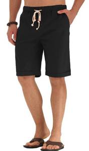 lot 84629 image: NITAGUT Mens Linen Casual Classic Fit Short (M(US 34-36), 011Black)