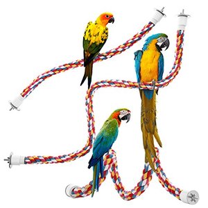 lot 84632 image: Jusney Bird Rope Perches,Parrot Toys 48 inches Rope Bungee Bird Toy (48 inches)1 Pack