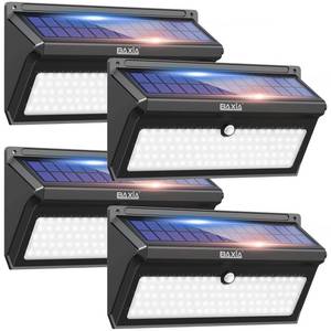 lot 84640 image: BAXIA TECHNOLOGY Solar Lights Outdoor Waterproof 100 LED Wireless Security Motion Sensor Outdoor Lights Solar Outdoor Lights for Front Door,Backyard,Steps,Garage,Garden (2000LM, 4PACK)