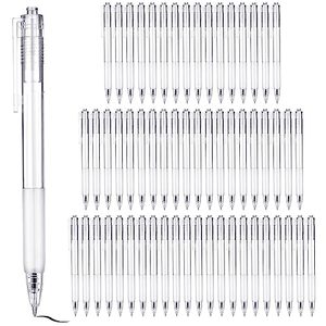 lot 84654 image: Ctosree 100 Pcs White Barrel Gel Pens 0.7mm Retractable Black Ink Pens Fine Point Tip Ball Point Aesthetic Pens Bulk Click Office Pens for Smooth Writing Drawing Sketching Journaling School Supplies