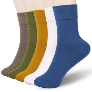 lot 84661 image: FGZ Womens Thin Cotton Socks, Soft Cotton Bootie Socks Women Above Ankle Crew Socks 5 Pairs(Mix-04,9-11)