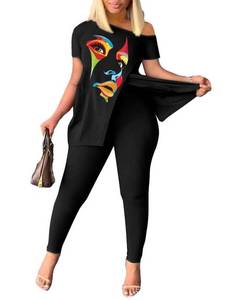 lot 84664 image: BDAILKA 2 Piece Outfits for Women Casual 2 Piece Outfits Off Shoulder Sets Pants Suit for Women (CRFA,S)