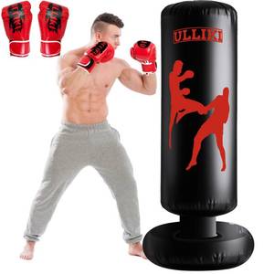 lot 84672 image: ULLIKI 65 Punching Bag for Adults and Kids with Gloves - Freestanding Heavy Boxing Bag, Inflatable Boxing Training Equipment Practice Daily Boxing Activities for Kids, Men, Women, boy, Girl