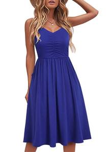 lot 84688 image: YATHON 2024 Casual Dresses for Women Sleeveless Cotton Summer Beach Dress A Line Spaghetti Strap Sundresses with Pockets (M, YT090-Royal Blue)