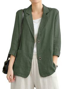 lot 84689 image: Cotton Linen Blazer for Womens Long Sleeve Loose Casual Blazer Jackets(Army, L)
