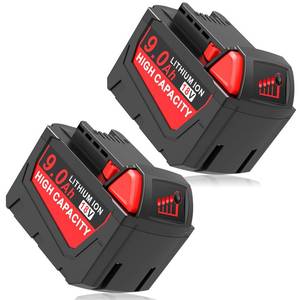 lot 84709 image: WECACHWE 2Pack M18 9000mAh 18V Lithium Battery Replacement for Milwaukee M18 48-11-1840 48-11-1828 48-11-1820 48-11-1815 48-11-1850 48-11-1890 2646-22CT 9.0Ah High Output Cordless Power Tool Battery - Retail $97.22