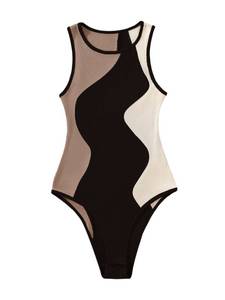 lot 84716 image: Verdusa Womens Color Block Sleeveless Scoop Neck Tank Bodysuit Top Black XL