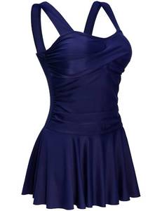 lot 84720 image: AONTUS Plus Size Black One Piece Swimsuit High Cut Swimwear Tummy Control 18-20 Blue