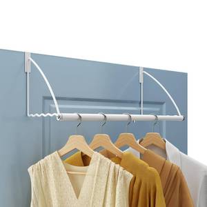 lot 84726 image: Tajsoon Over the Door Hanger Expandable & Adjustable, Over Door Clothes Hanger Rack for Towel & Coat, Bathroom Over Door Clothes Rack Hooks for Bedroom, Washroom, Fits Doors up to 1��, Metal, White
