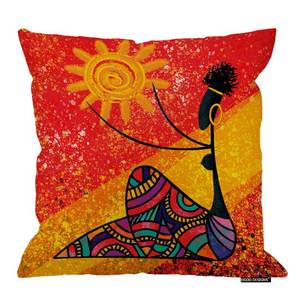 lot 84736 image: HGOD DESIGNS African Girl Pillow Cover,Abstract African Girl Holds The Sun Digital Painting Artwork Cotton Linen Cushion Covers Home Decorative Throw Pillowcases 18x18inch
