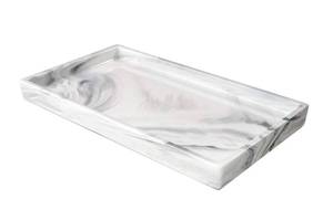 lot 84752 image: Bathroom Tray,Goporcelain Marble Tray for Bathroom Counter Decor Ceramic Perfume Organizer Vanity Tray for Dresser Jewelry Dish Key Plate Rectangle Marble Sink Trays Countertop Organizer White,Large