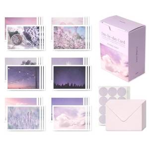 lot 84753 image: Monolike Day-by-day Card, Feeling violet - Mix 36 Mini Postcards, 36 envelopes, 36 stickers Package