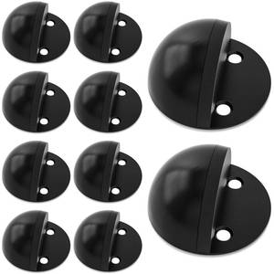 lot 84754 image: Floor Door Stops for Bottom of Door, Modern Black Rubber Bumper Door Stopper Wall Protector, Stainless Steel Door Stops Security Mounted Floor Door Stopper, Black Dome Shaped 10 Pack