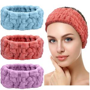 lot 84757 image: Chuangdi 3 Pieces Elastic Headband for Makeup, Yoga, Sports Shower - Head Wrap for Women and Girls (Red, Blue, Purple)