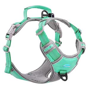 lot 84768 image: ThinkPet No Pull Harness Breathable Sport Harness with Handle-Dog Harnesses Reflective Adjustable for Medium Large Dogs,BackFront Clip for Easy Control S Teal