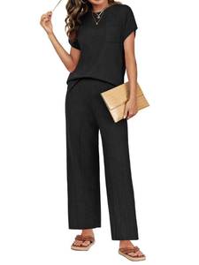 lot 84770 image: Kenaque Womens Sweater Set 2 Piece Outfits Knit Vet Tops Wide Leg Pants Casual Loungewear Set