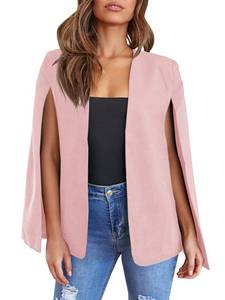 lot 84775 image: Cicy Bell Womens Casual Cape Blazer Jackets Split Sleeve Open Front Elegant Evening Party Workwear Pink