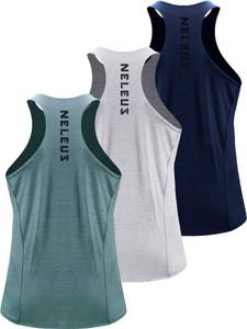 lot 84788 image: NELEUS Mens 3 Pack Running Tank Tops Dry Fit Muscle Athletic Workout Shirts,5069,Navy,Light Grey,Light Green,US XL,EU 2XL