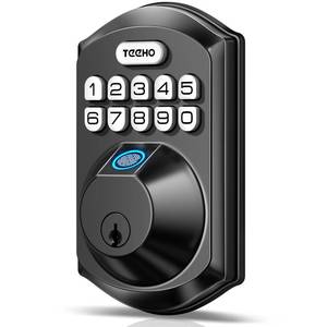lot 84795 image: TEEHO TE002 Fingerprint Door Lock - Keyless Entry Door Lock - Electronic Keypad Deadbolt Lock - Smart Locks for Front Door - Door Lock with Code - Auto Lock - Easy Installation - Matte Black