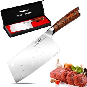 lot 84814 image: Aroma House Cleaver Knife Ultra Sharp Meat Cleaver 7 inch Butcher Knife. High Carbon German Stainless Steel Chef Knives for Kitchen and Restaurant