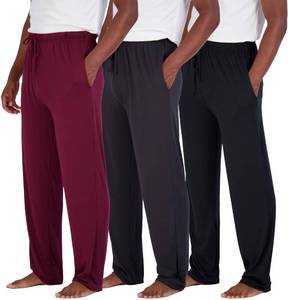 lot 84818 image: 3 PackMens Pajama Pants Cotton Soft Pajamas Men Flannel Bottoms Pj Gift Loungewear Lounge Pants Sleepwear Christmas Summer Pockets lightweight Pijamas Para Hombres Knit Woven Sleep-Set 3, L