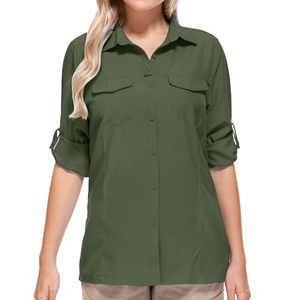 lot 84827 image: Womens UPF 50 UV Sun Protection Shirts Long Sleeve Fishing Hiking Shirt Cool Lightweight Travel Safari Shirts 5073,Army Green,3XL