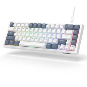 lot 84829 image: Womier VK66 60% Percent Keyboard with Hot Swappable, Wired Mechanical Gaming Keyboard with POM Linear Switches, LED Custom Creamy Keyboard Gasket Mounted, PBT Keycaps for MacWin, White