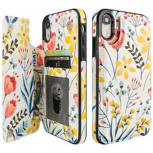 lot 84832 image: HAOPINSH for iPhone XR Case Wallet with Card Holder, Floral Flower Pattern Back Flip Folio PU Leather Kickstand Card Slots Case for Women Girls, Double Magnetic Clasp Shockproof Cover 6.1