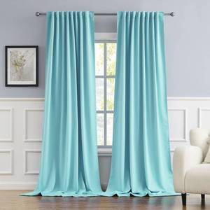 lot 84833 image: DUALIFE 120 Inches Long Curtains - 2 Panels Rod Pocket and Back Tab Thermal Insulated Room Darkening Curtains for Living Room (52 by 120 Inch Length,Aqua, 2 Panels)