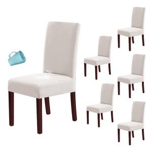 lot 84843 image: H.VERSAILTEX 100% Waterproof Dining Chair Covers Stretch Chair Covers for Dining Room Set of 6 Parson Chair Slipcovers Chair Protectors Covers Dining, Soft Thick Solid Fleece Fabric Washable, Ivory